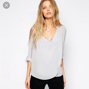 ASOS Grey Top With Detail Front And Drape Neck